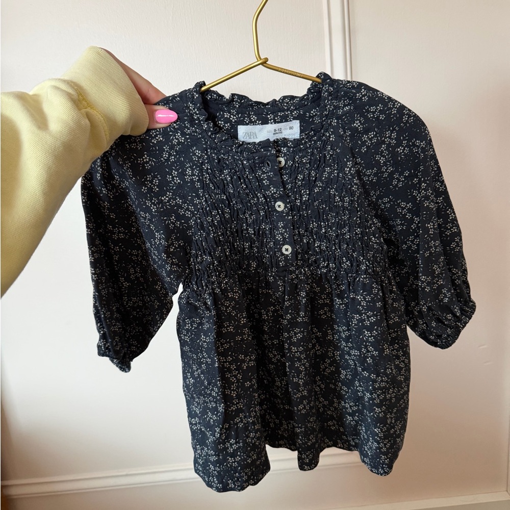 zara baby navy floral print dress